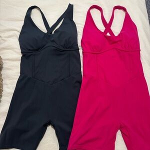 Black and Pink Cross-Back Rompers